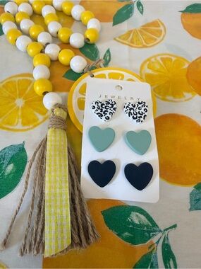 4/$25  • Clay Texture Heart Shaped Earrings Trio